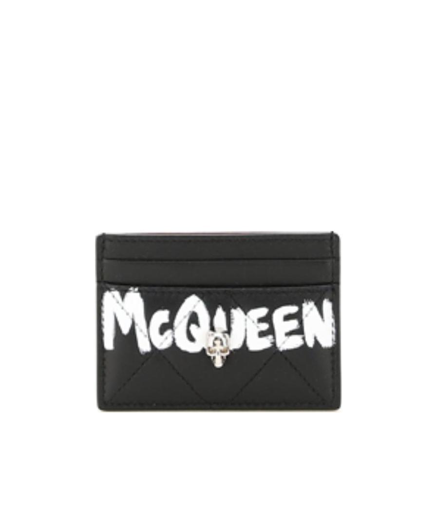 Alexander Mcqueen Quilted Leather Card Holder With Printed Logo In Black