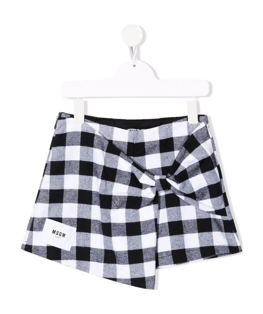 Msgm Kids Shorts With White And Black Gingham Motif In White
