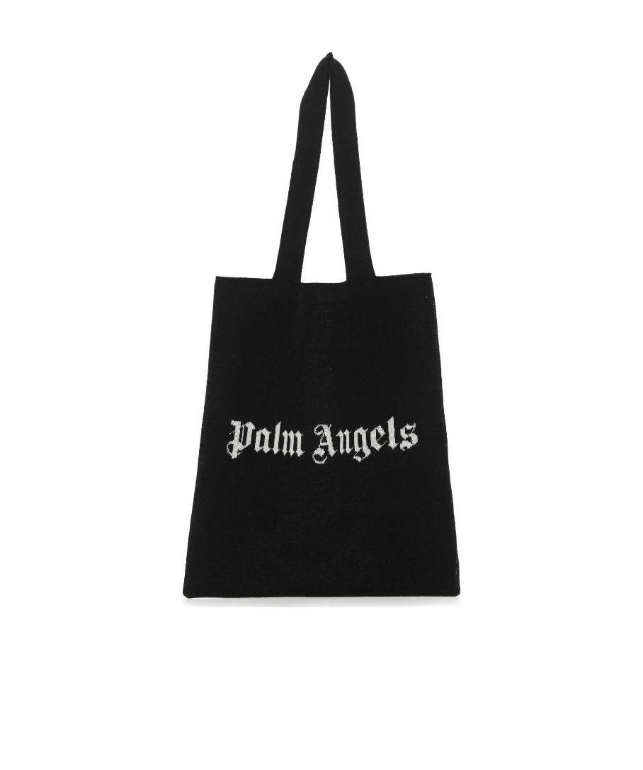 Palm Angels Pa Knit Shopper Black White In Black