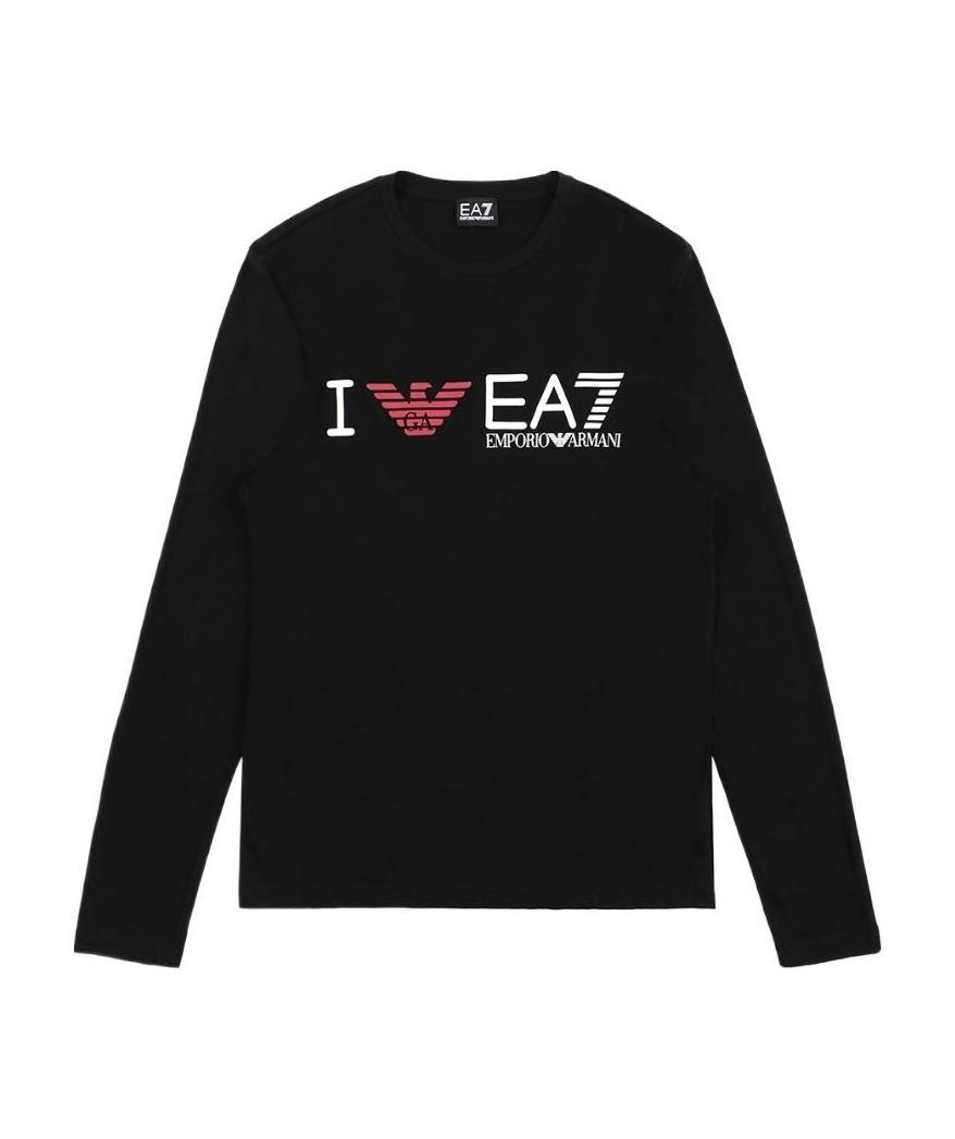 Ea7 Logo T-shirt With Round Neck In Black