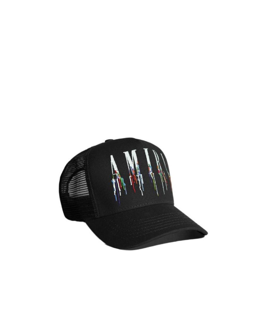 Amiri Paint Drip Embroidered Logo Trucker Hat In Black