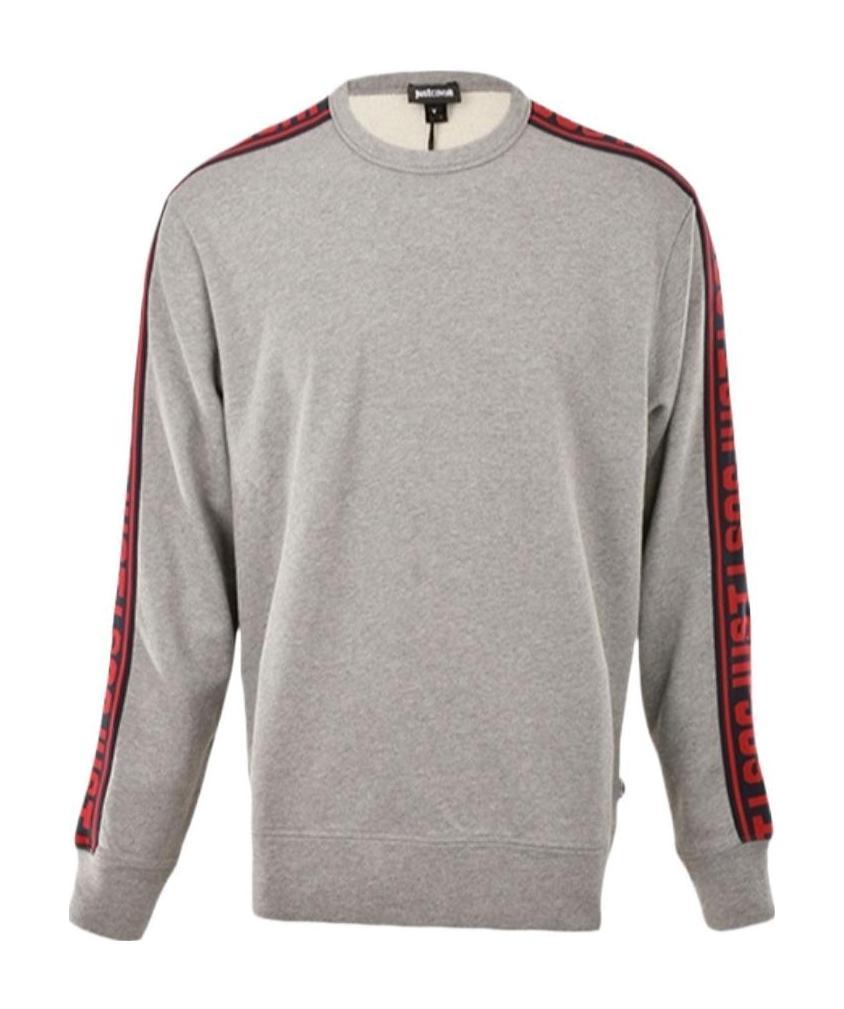 Just Cavalli Logo Round-necked Sweater In Gray