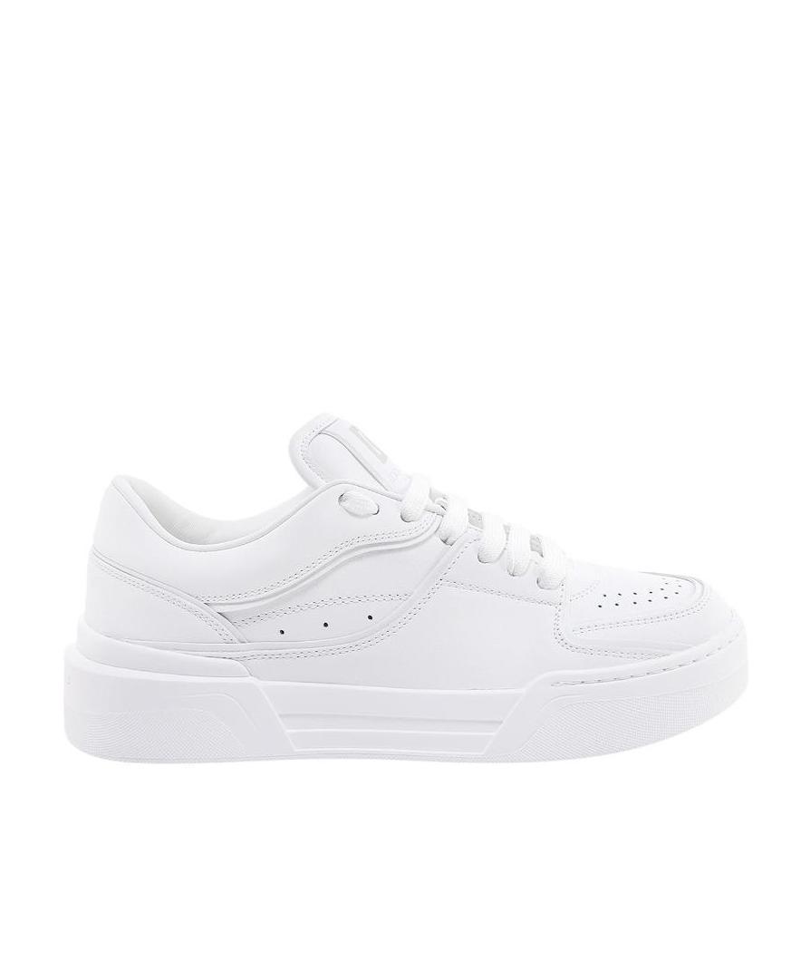 Dolce & Gabbana Logo Print Leather Lace-up Sneakers In White