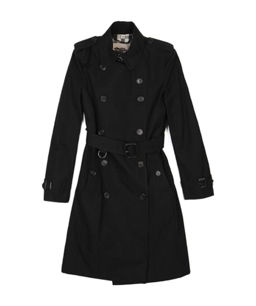 Burberry Double Breasted Belted-waist Coat In Black