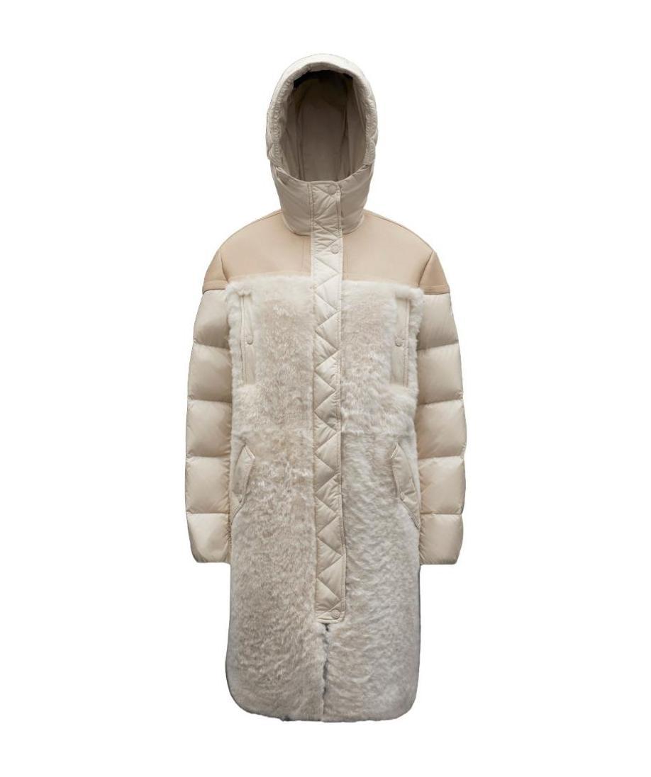 Moncler Logo Down Jacket In Nude