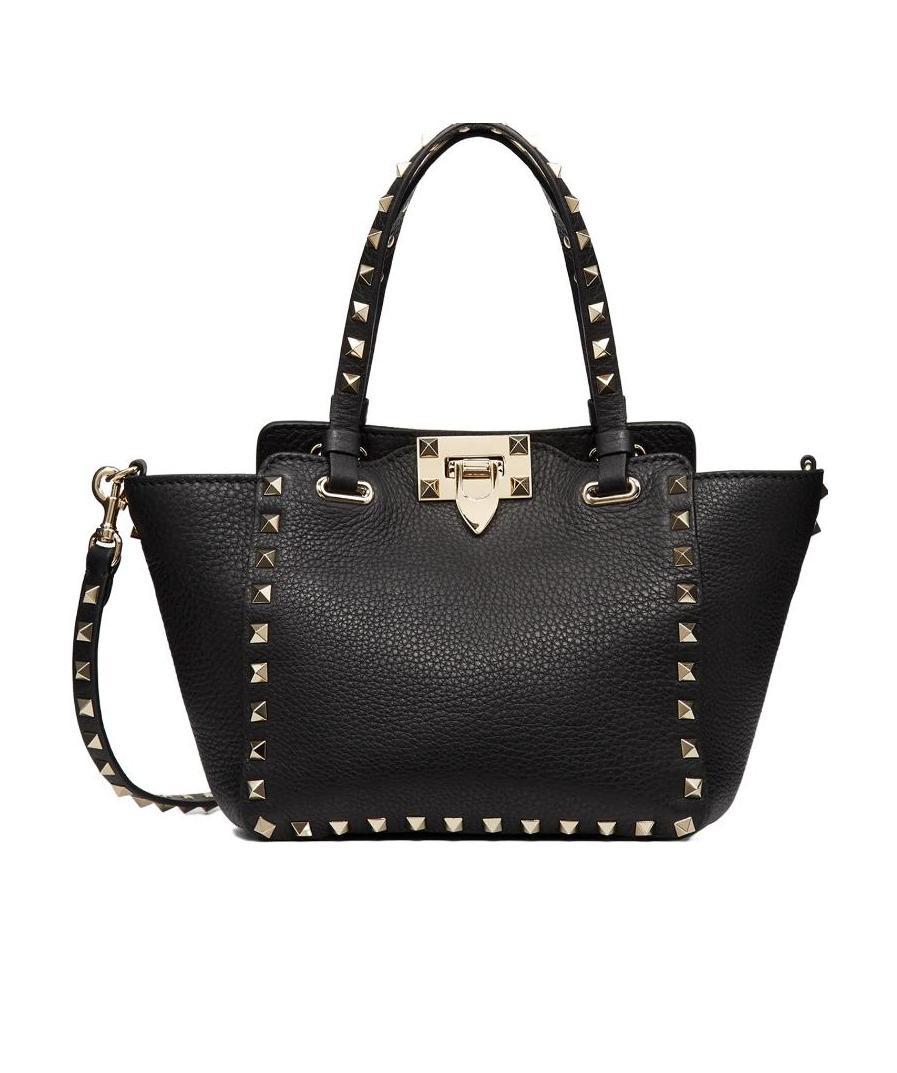 Valentino Small Rockstud Tote Bag In Black