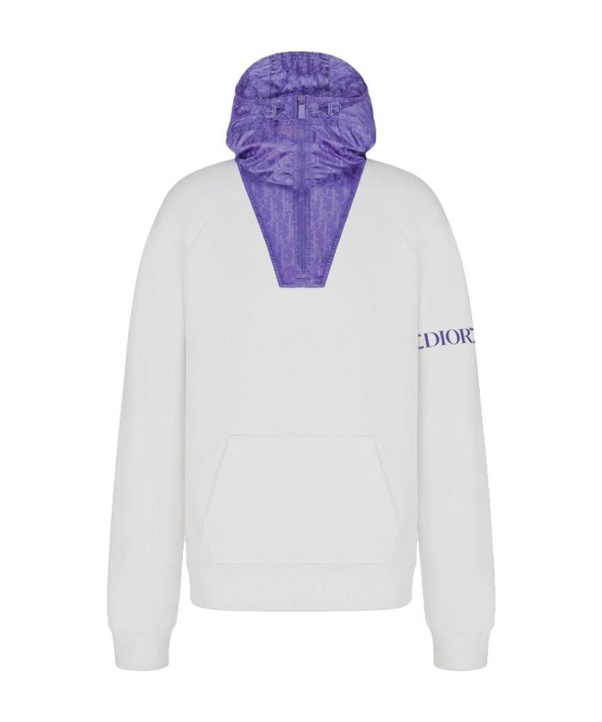 Dior Logo Hooded Sweater In White