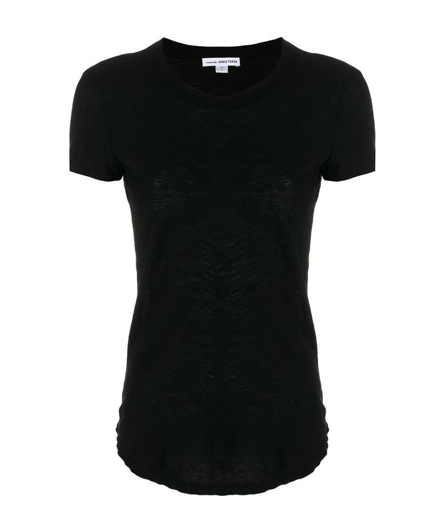 James Perse Sheer Slub Crew Neck Tee In Black