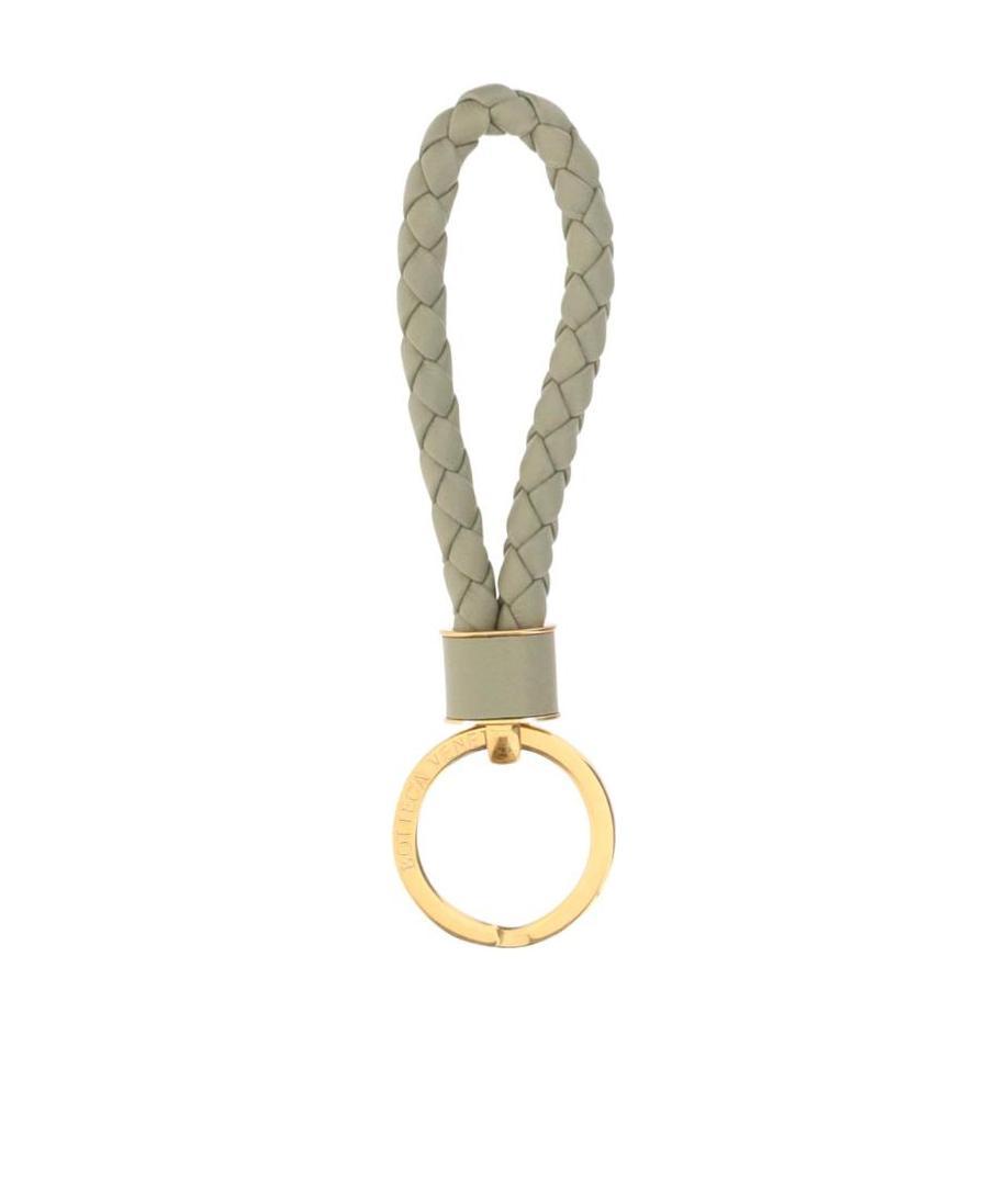 Bottega Veneta Intrecciato Leather Keyring In Nude