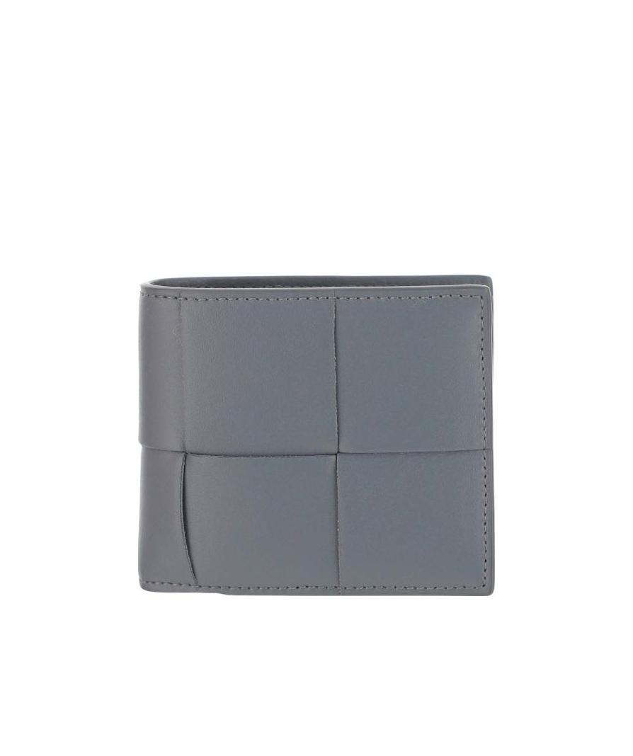 Bottega Veneta Maxi Intreccio Leather Billfold Wallet In Gray
