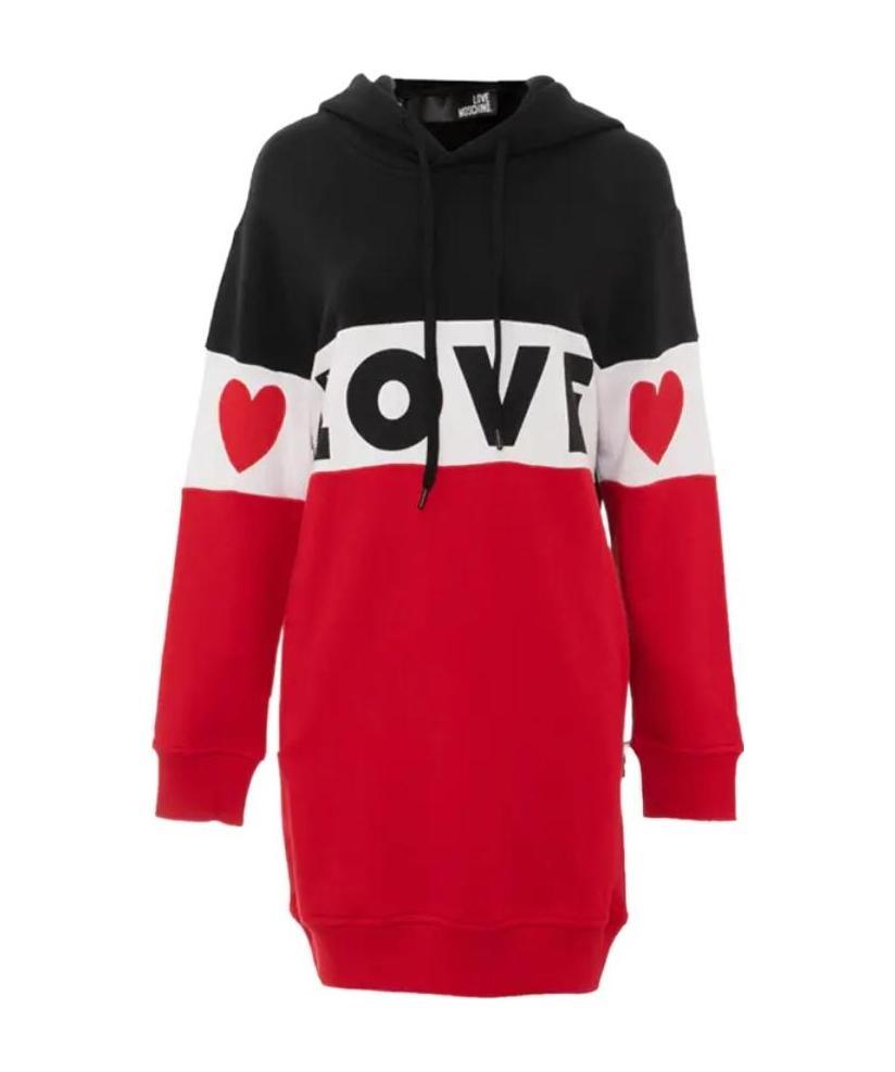 Moschino Spliced Logo Dress In Red