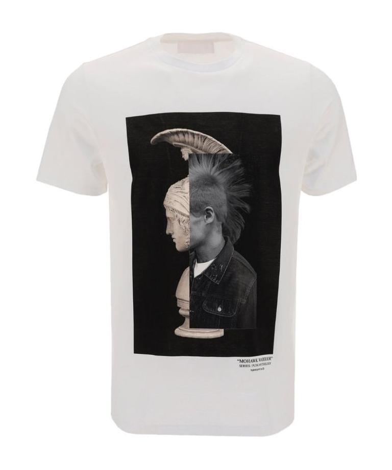 Neil Barrett Mohawk Warrior Print T-shirt In White