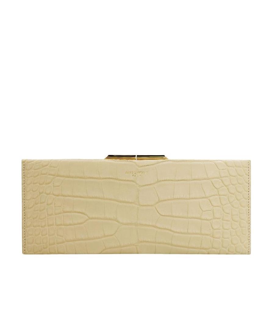 Saint Laurent Logo Details Clutch In Nude