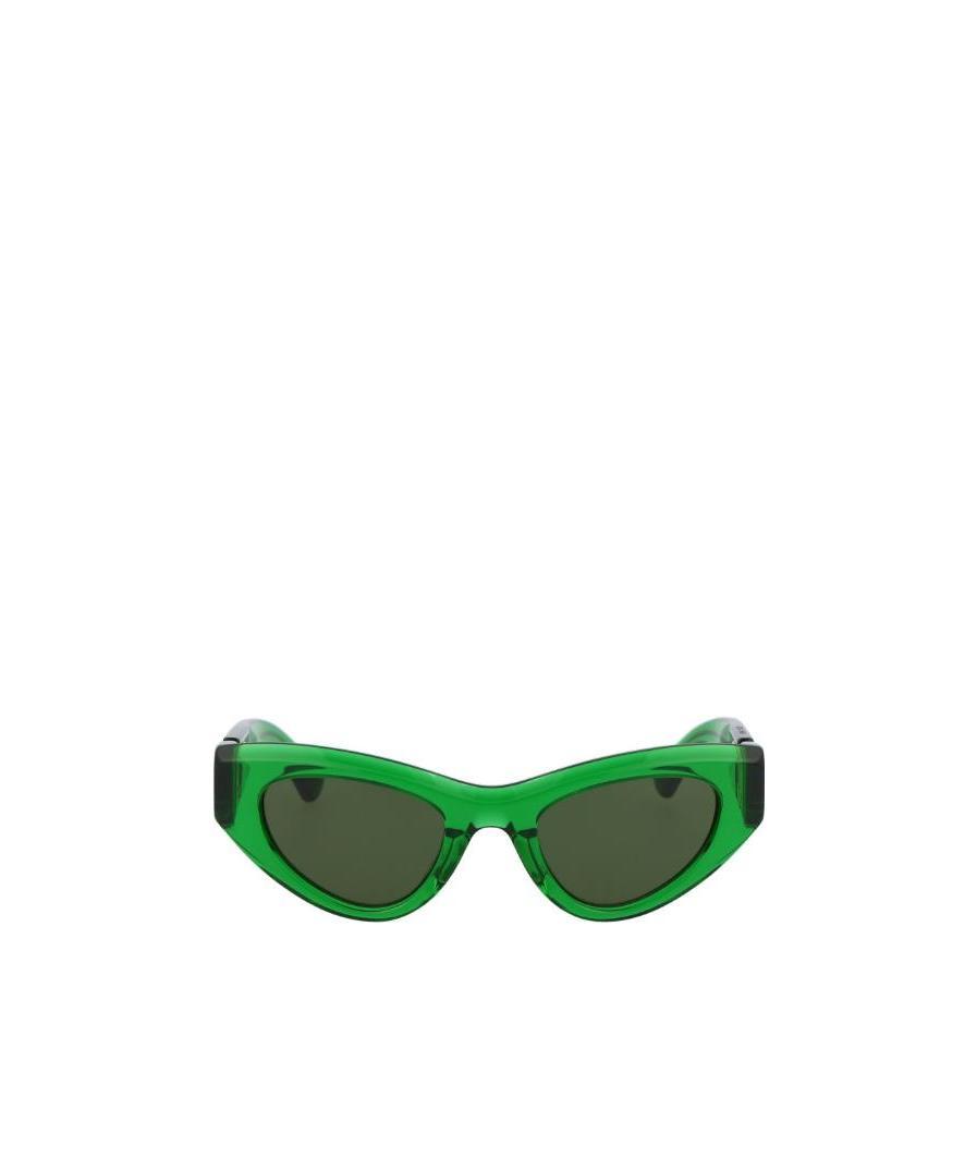 Bottega Veneta Inverted Triangle Acetate Cat-eye Sunglasses In Green