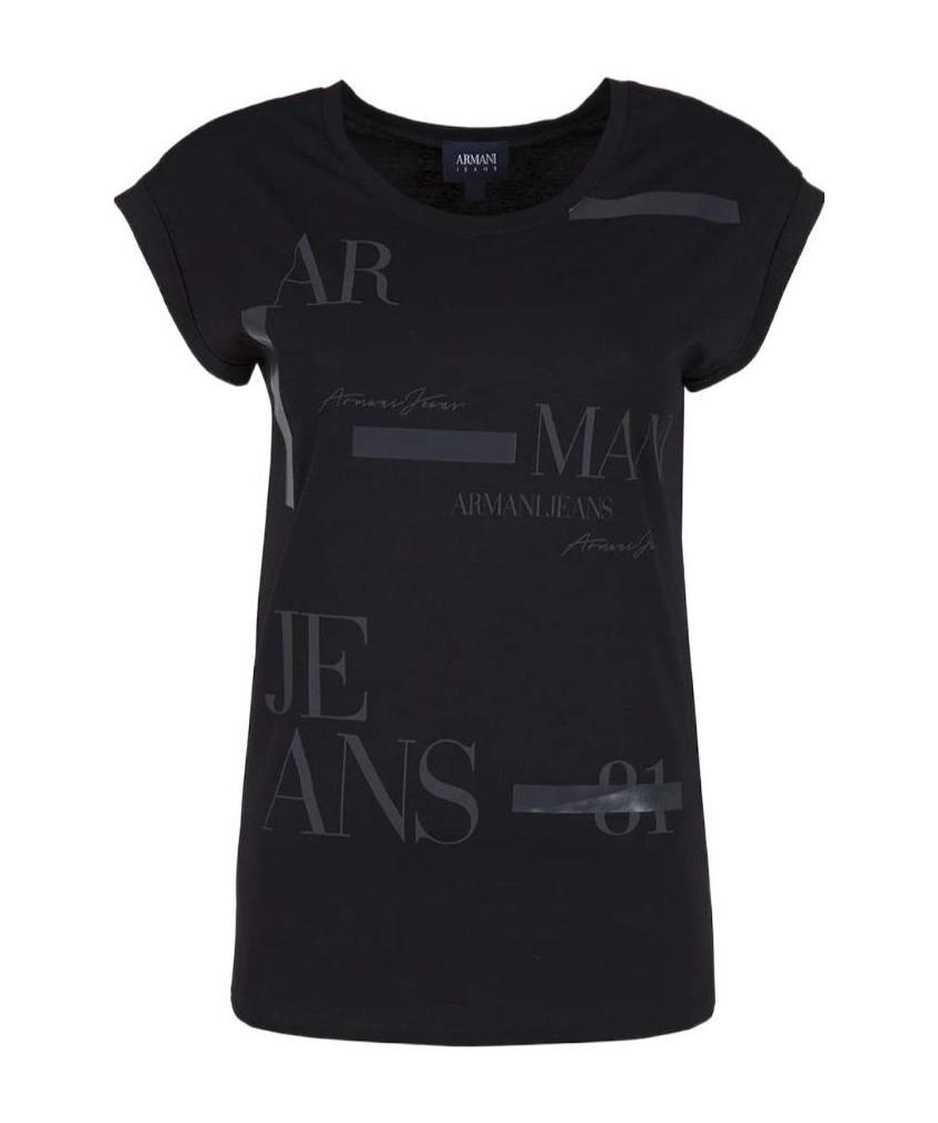 Shop Armani Jeans Logo Details T-shirt In Black