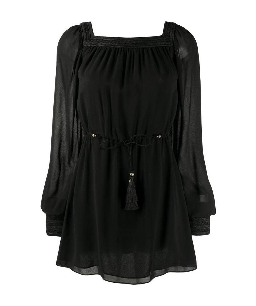 Saint Laurent Square Neck Mini Dress In Black
