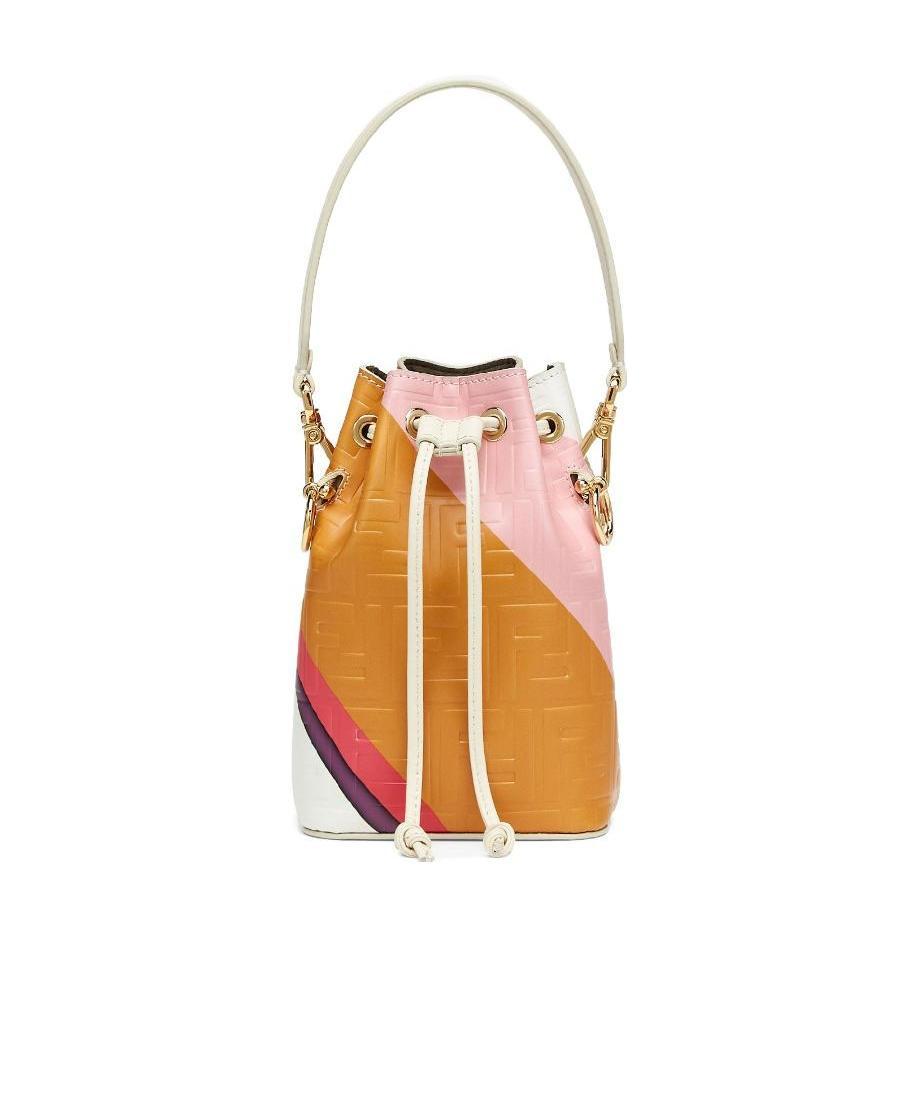 Shop Fendi Leather Bag With Multicolour Print In Multicolor