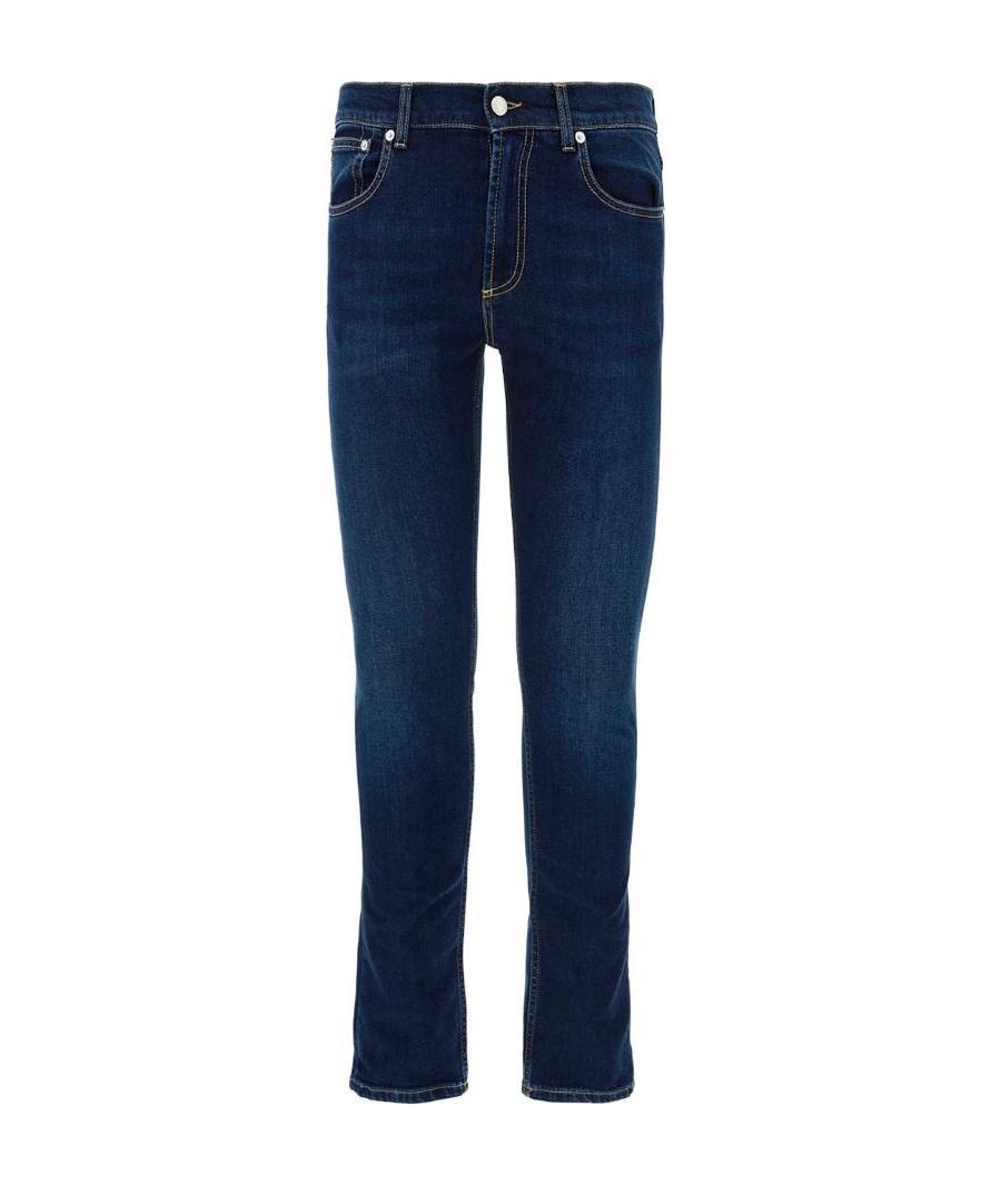 Alexander Mcqueen Logo-embroidered Skinny Jeans In Blue