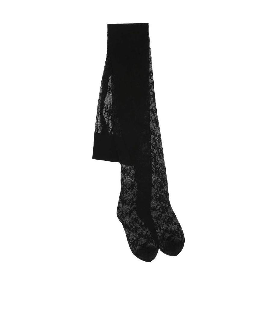 Fendi Logo-jacquard Tights In Black
