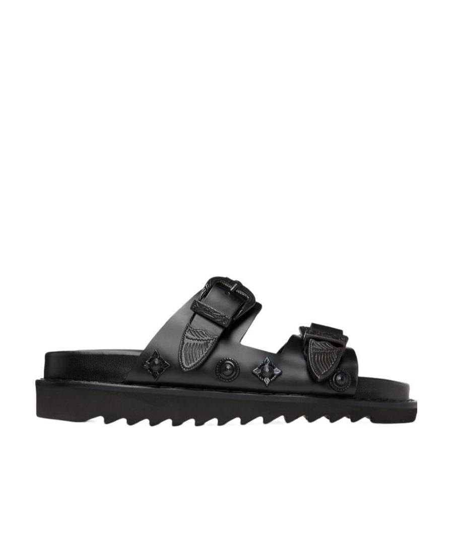Toga Logo Flat Sandals In Black