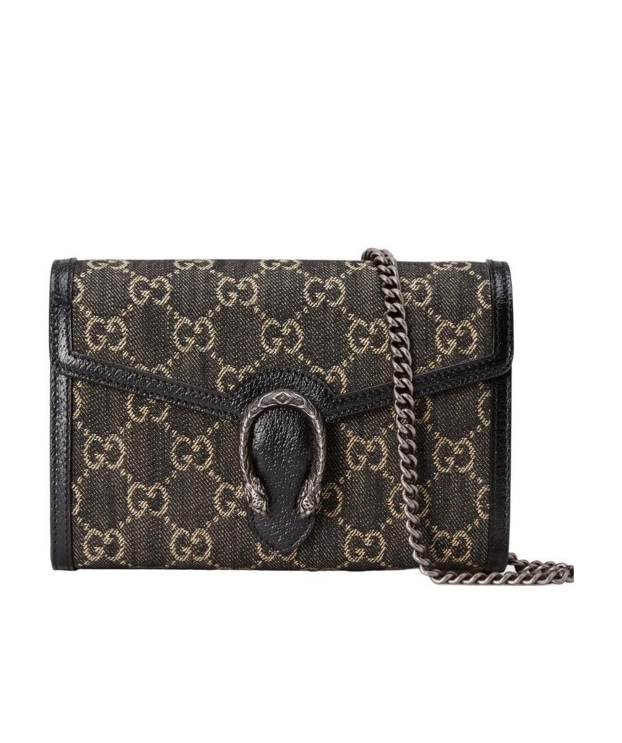 Gucci Dionysus Gg Mini Chain Bag In Black