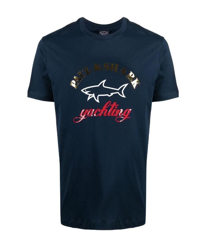 Paul & Shark Shark Logo-embroidered T-shirt In Black