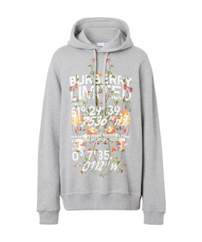 Burberry Montage-print Hoodie In Gray