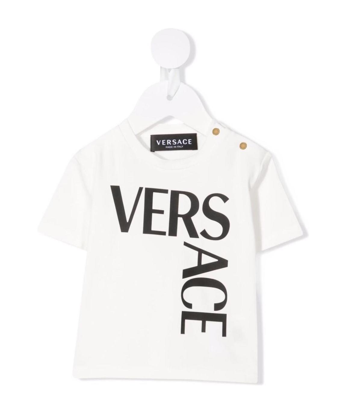 Versace Logo-print Stretch-cotton T-shirt In White