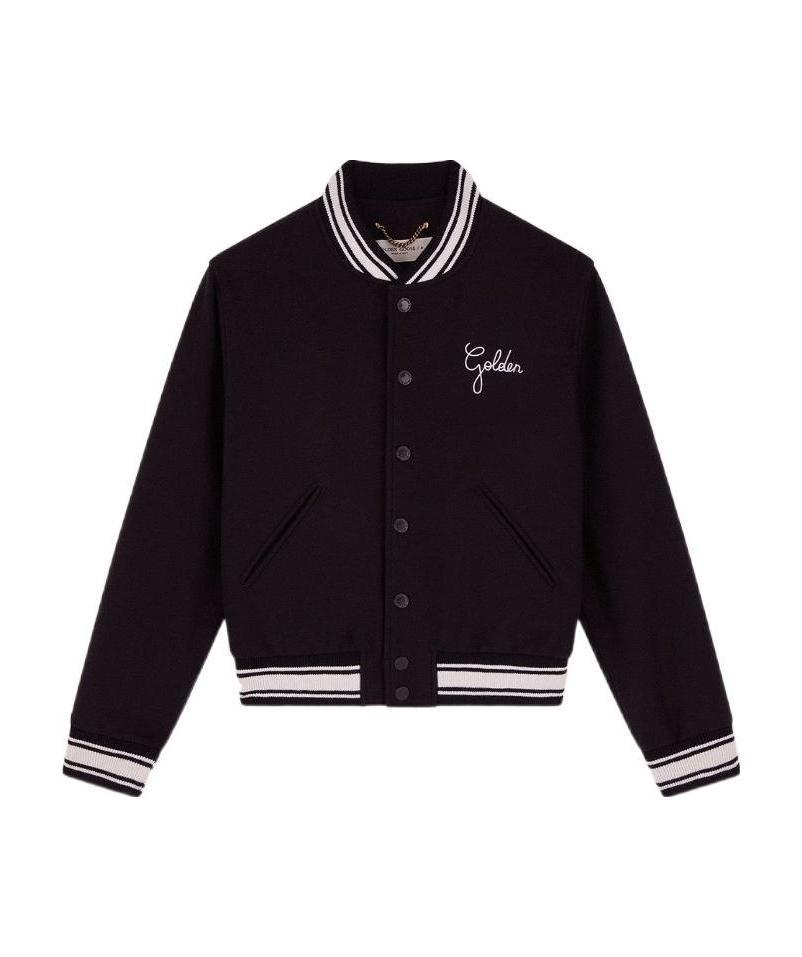 GOLDEN GOOSE GOLDEN GOOSE DELUXE BRAND LOGO EMBROIDERED STRIPED BASEBALL JACKET