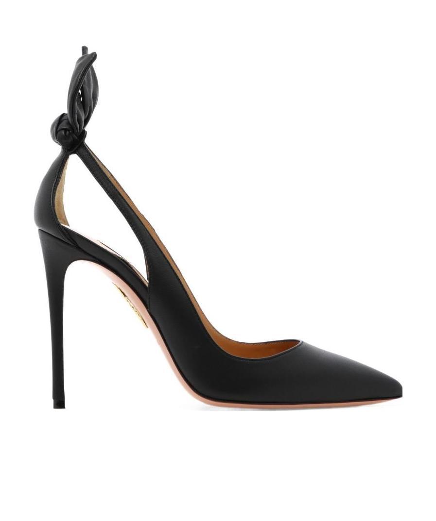 Aquazzura Black Leather Bow Tie Pump 105 Pumps In Black