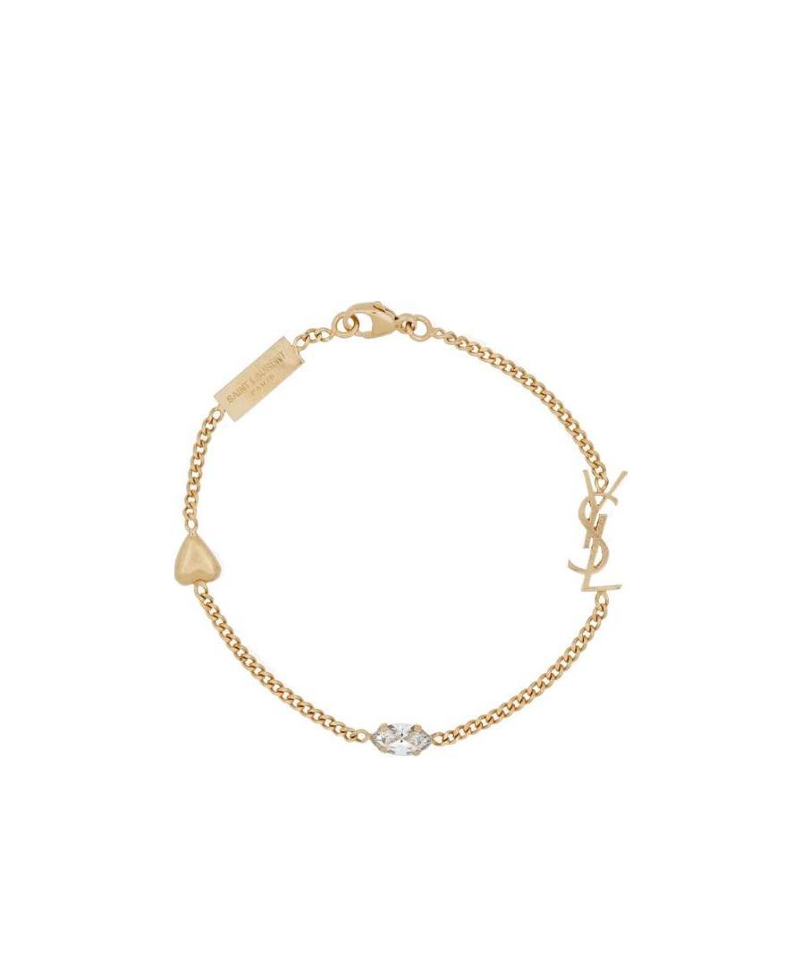 Saint Laurent Crystal-charm Bracelet In Yellow