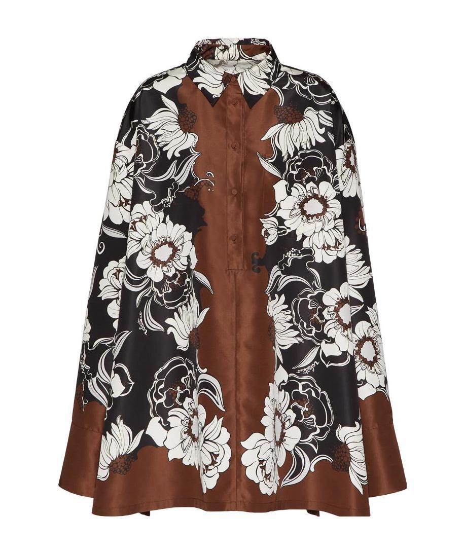 Valentino Short Dress With Street Flowers Daisyland Print In Multicolor