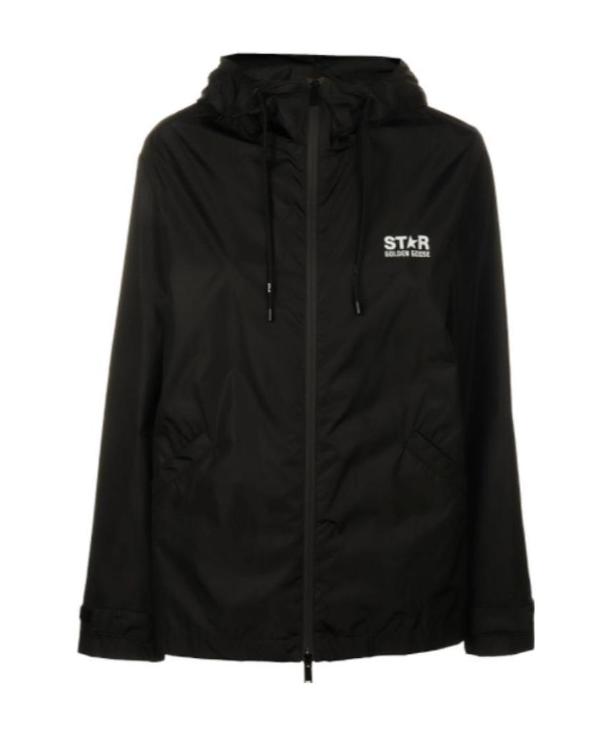 Golden Goose Deluxe Brand Star Printed Hooded Windbreaker In Black