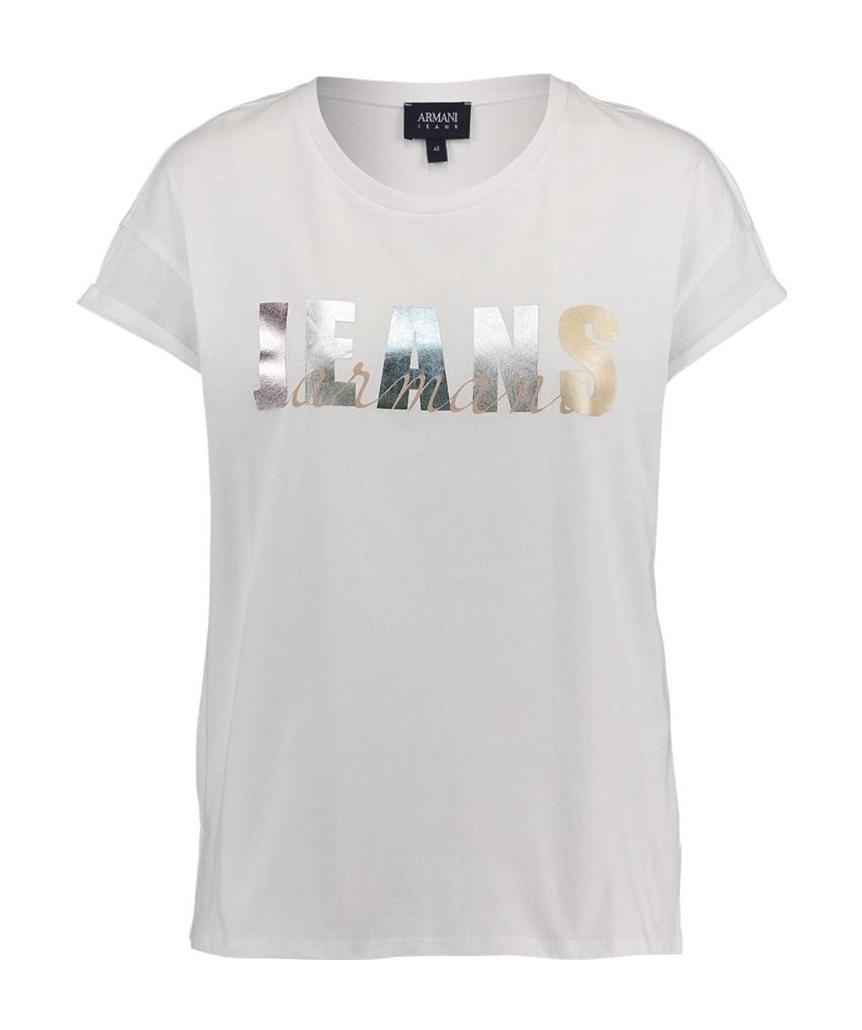 Shop Armani Jeans Logo Details T-shirt In White