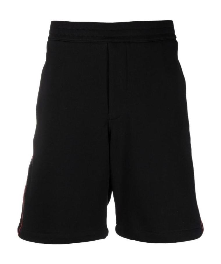 Alexander Mcqueen Logo Tape Cotton Sweat Shorts In Black