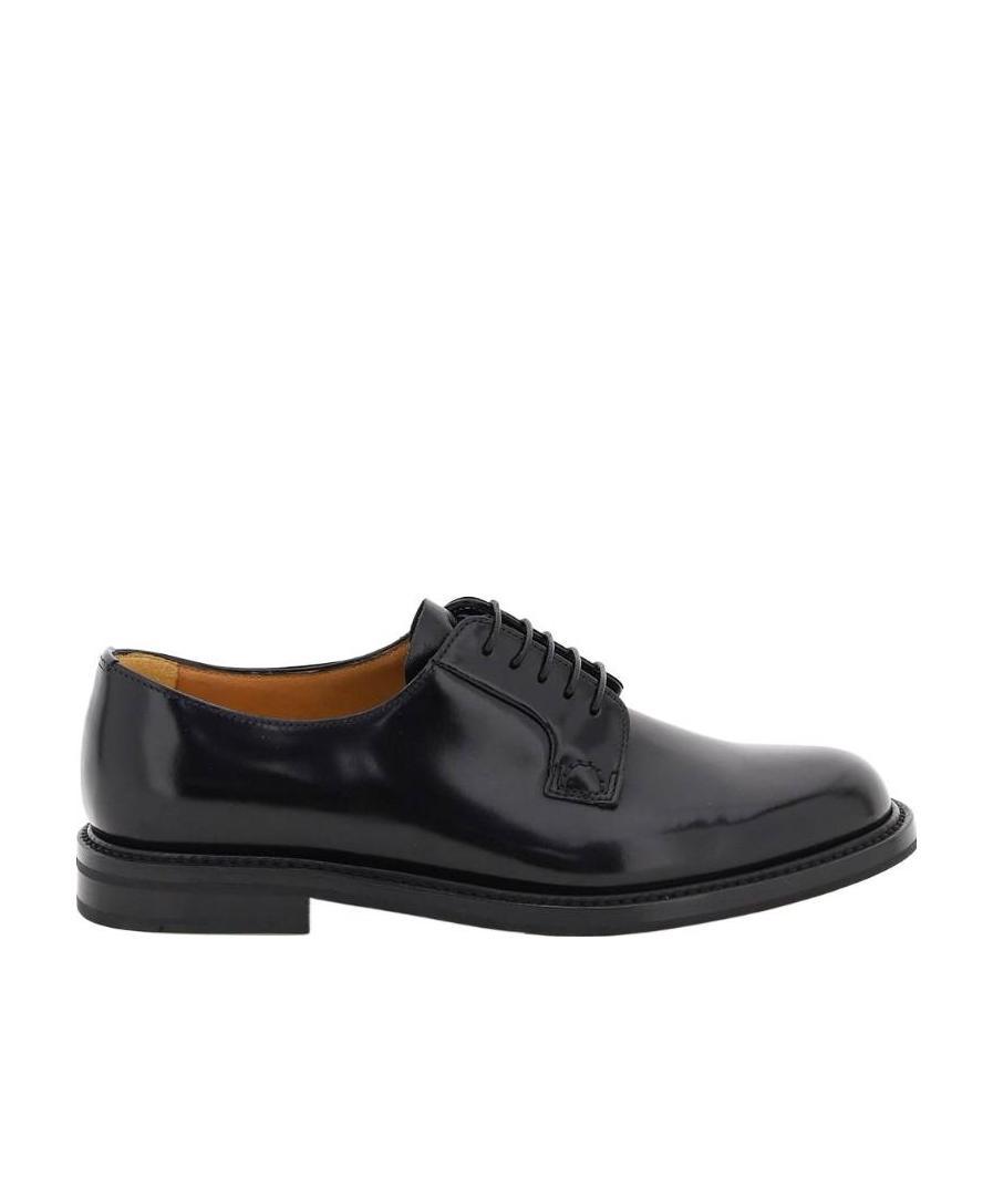 Church's Polished Black Leather Derby Shoes With Rounded Toe