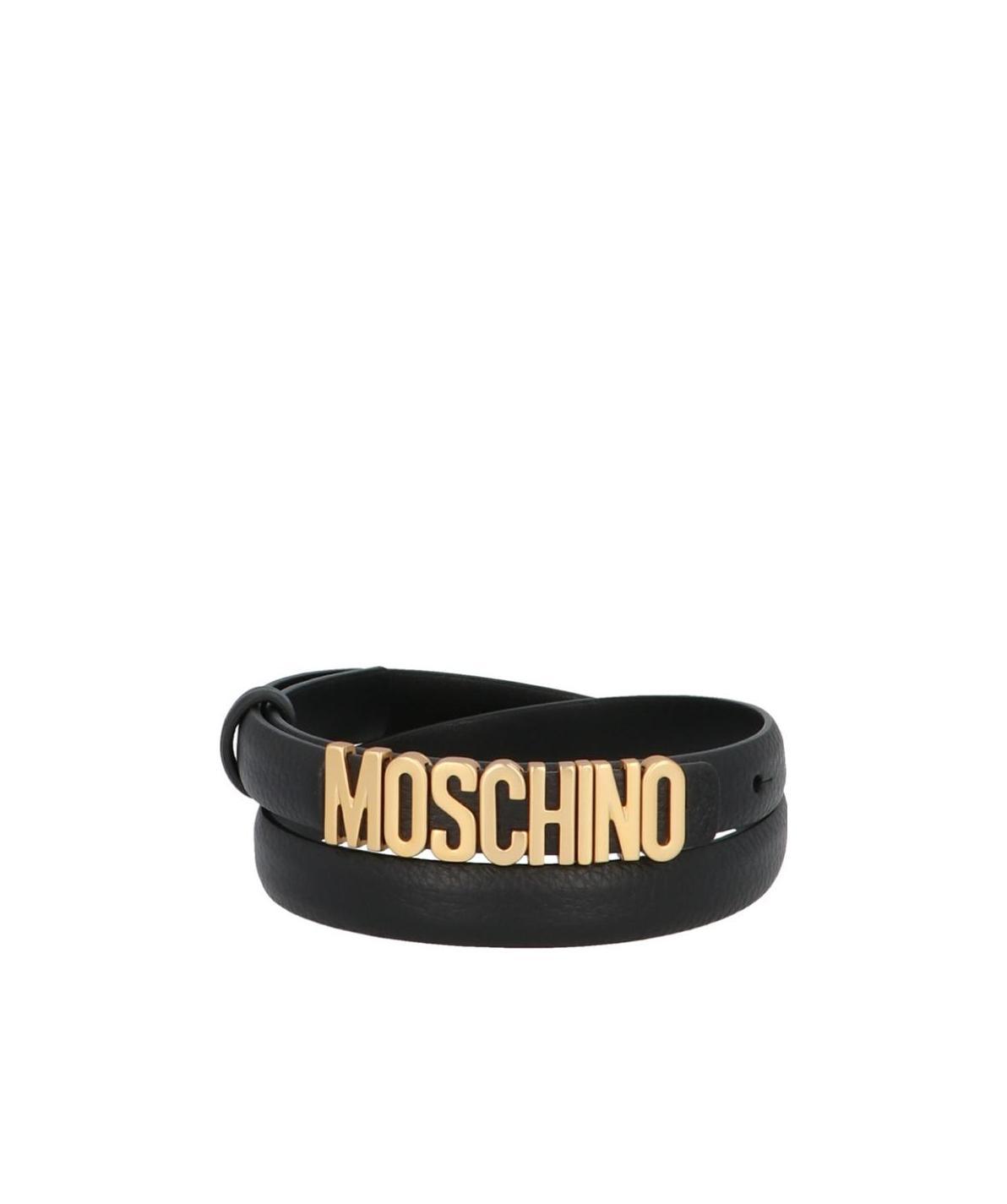 Moschino Logo Plaque Belt In Black