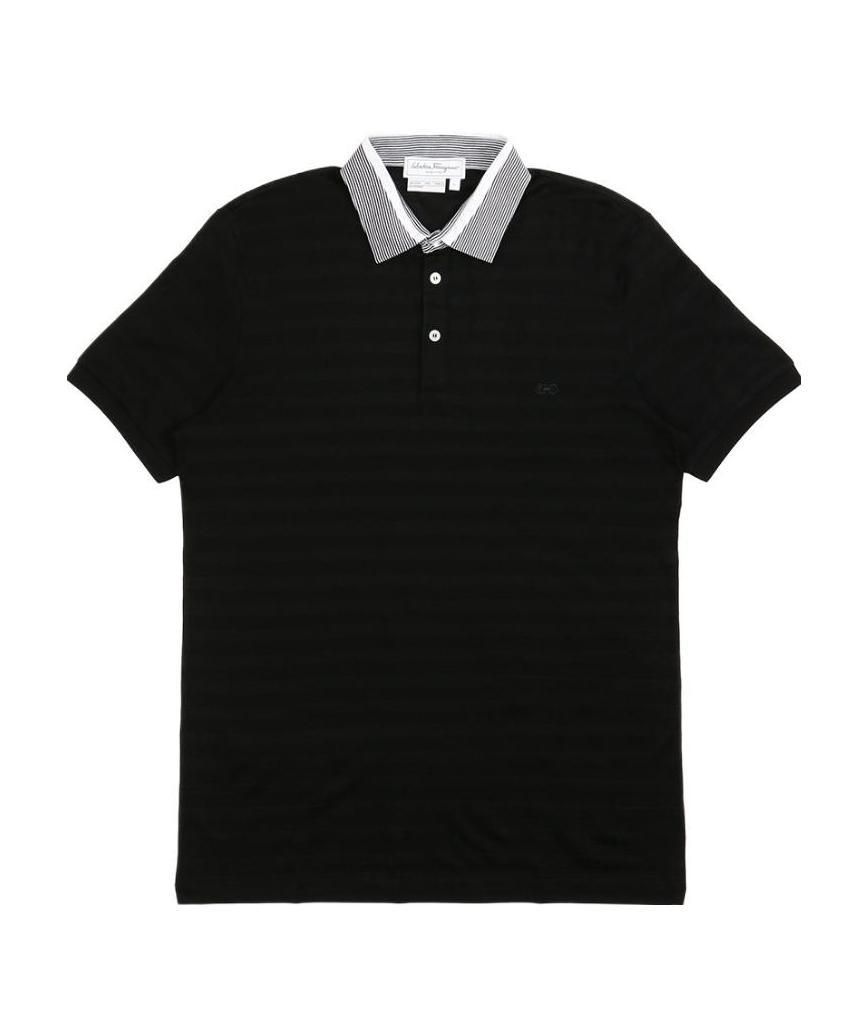 Ferragamo Logo Embroidered Short-sleeved Polo Shirt In Black