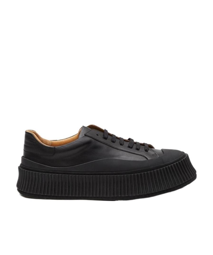 Jil Sander Flatform Low-top Sneakers In Black