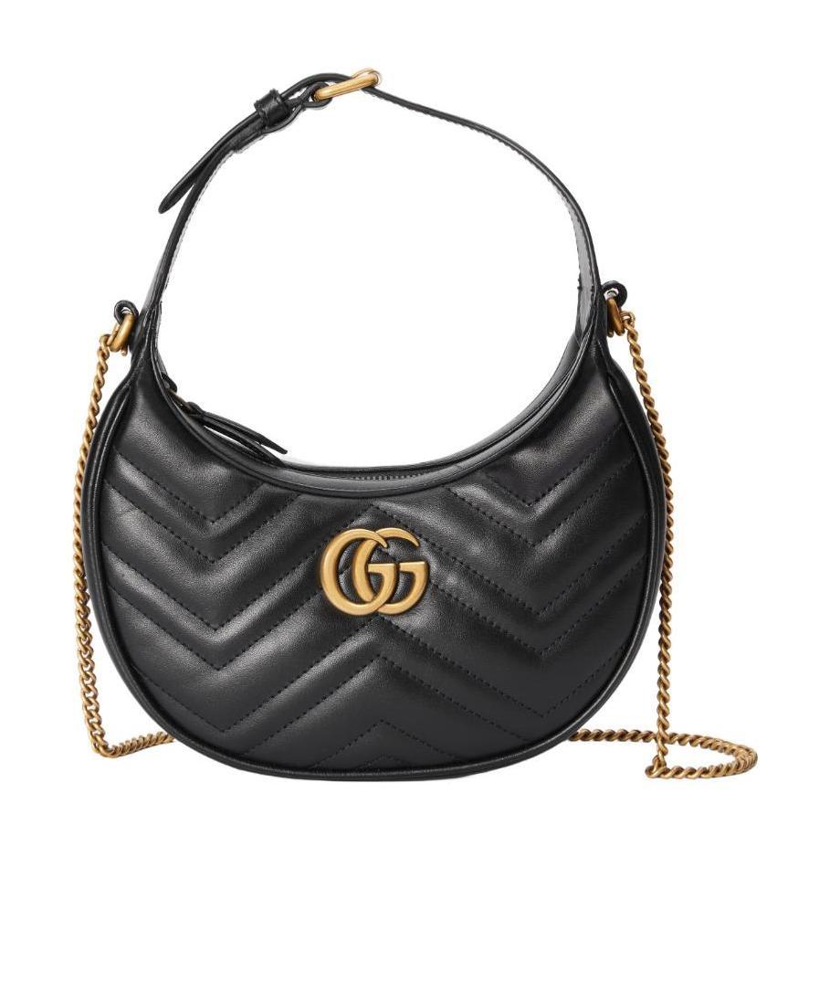 Gucci Gg Marmont Small Patent Shoulder Bag In Black