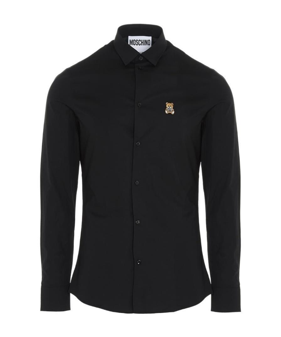 Moschino Toy Bear Embroidered Shirt In Black