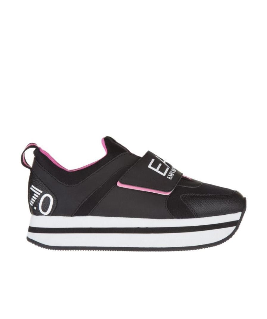Ea7 Logo Thick-soled Leisure Sports Shoes In Black