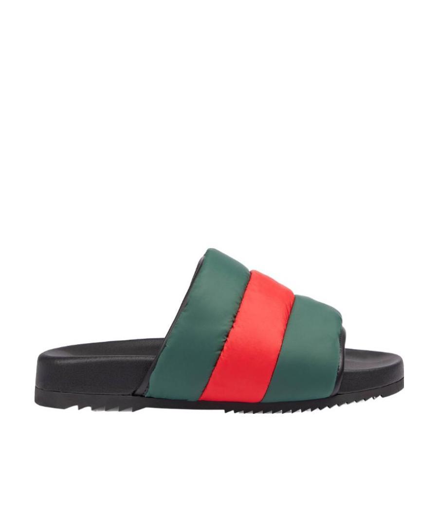 Shop Gucci Web-stripe Open-toe Slides In Green