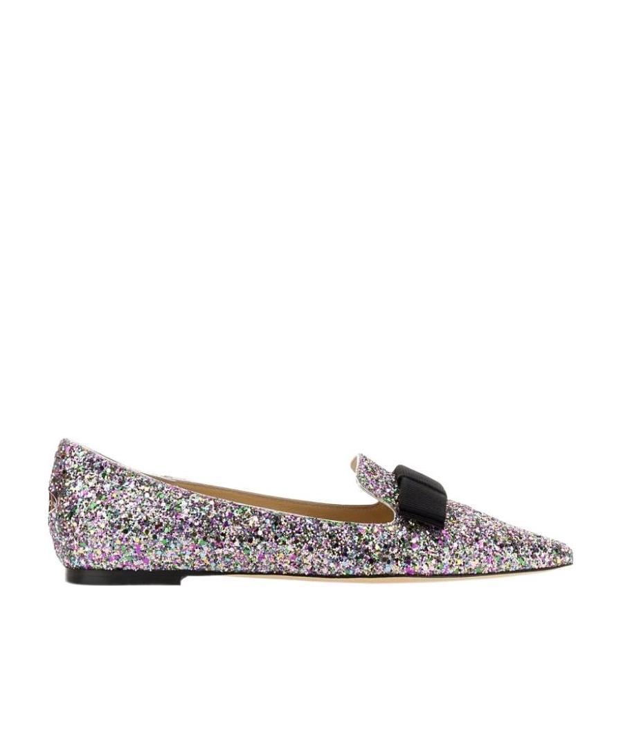 Jimmy Choo Gala Glitter Ballerina Shoes In Gray