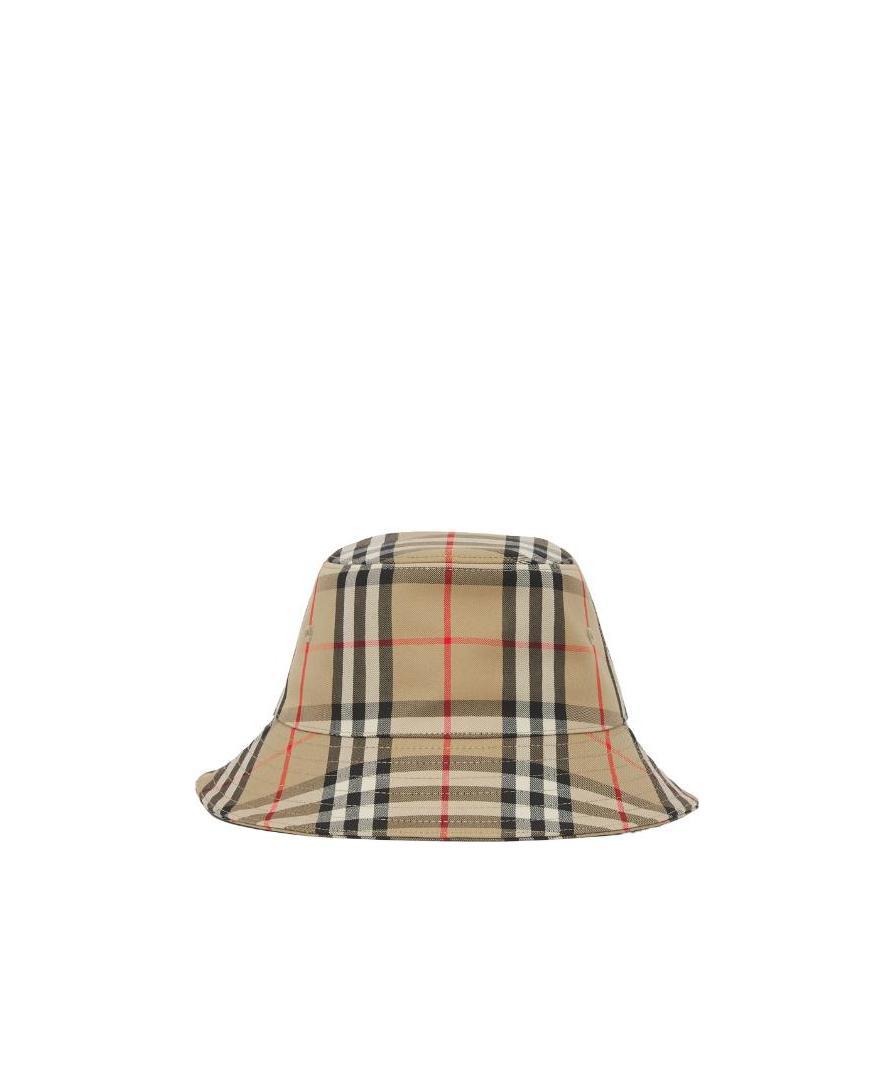 Burberry Kids Cotton Reversible Check Bucket Hat In Nude