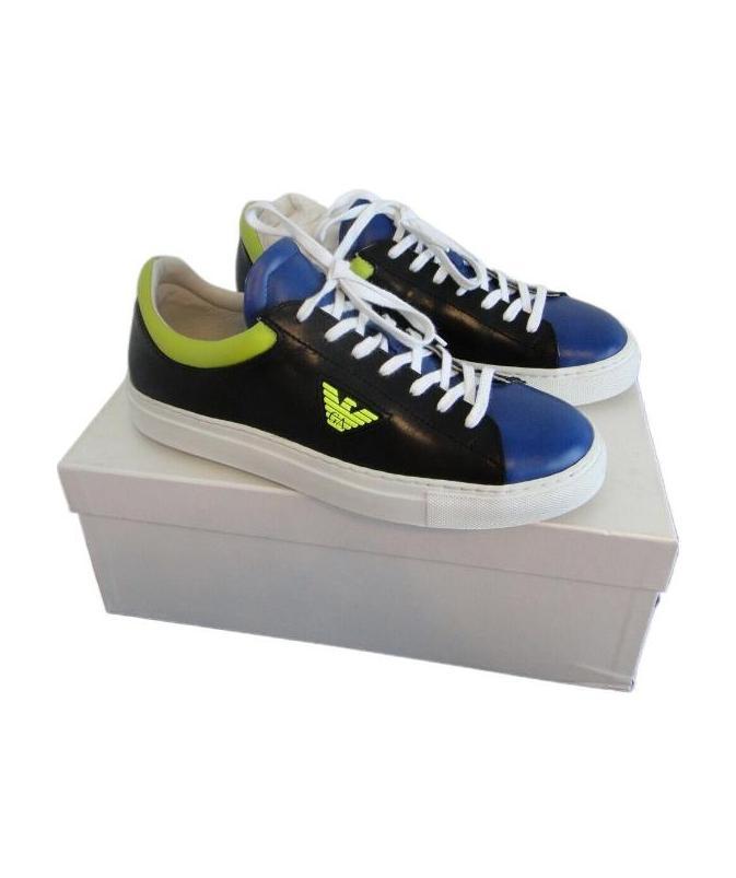 Emporio Armani Stitching Logo Leisure Sports Shoes In Gray