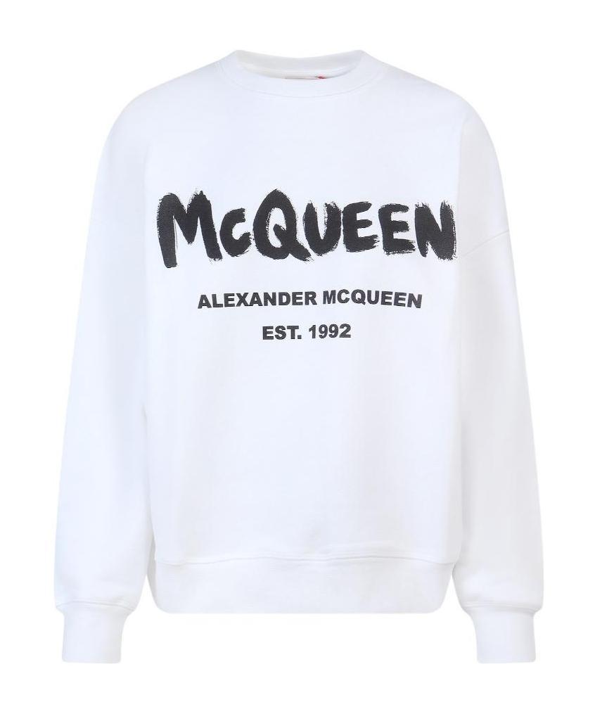 Alexander Mcqueen Printed Cotton-jersey Sweatshirt In White