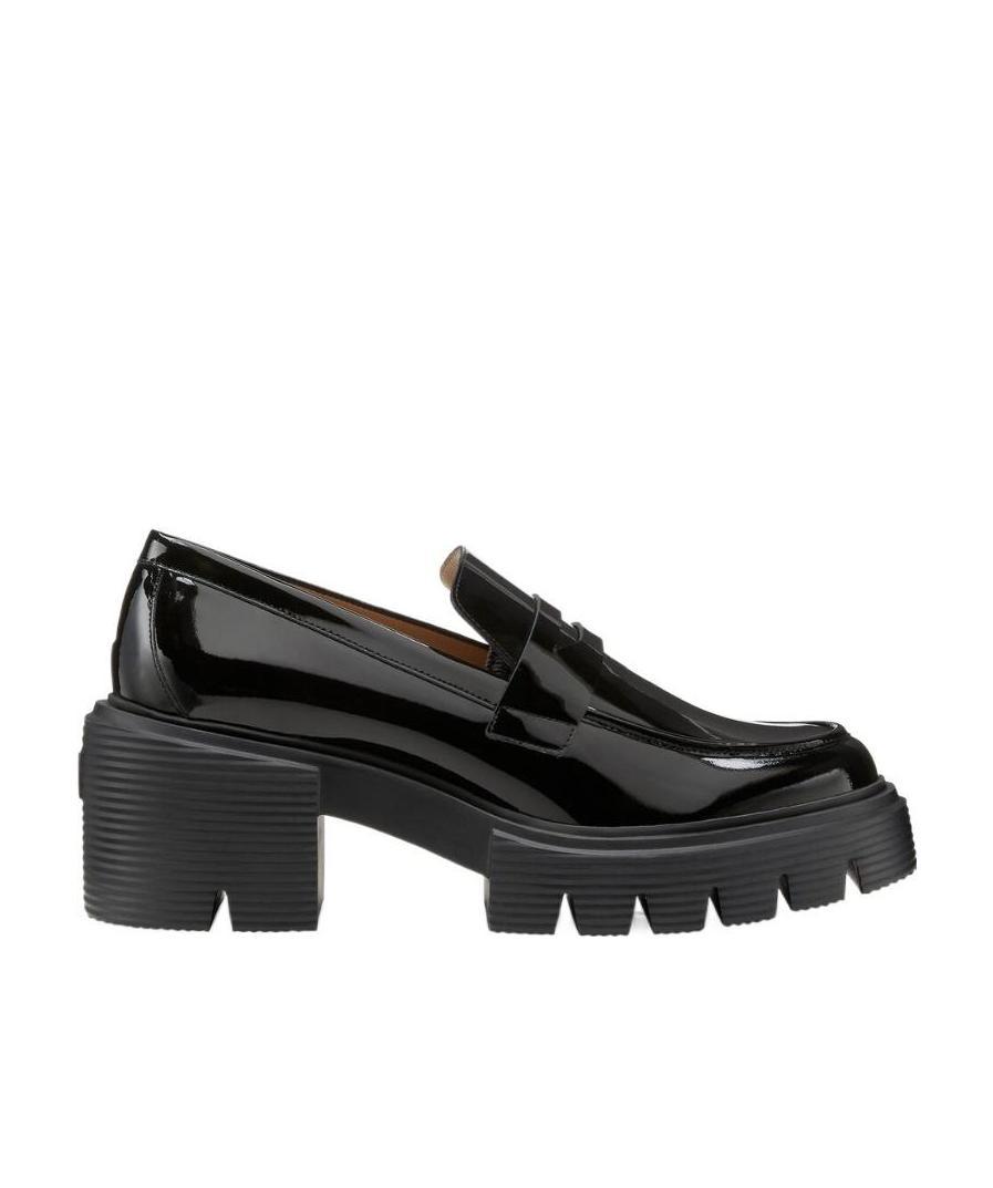 Stuart Weitzman Sleek Moccasin Flat Shoes With Chunky Platform And Timeless Design In Black