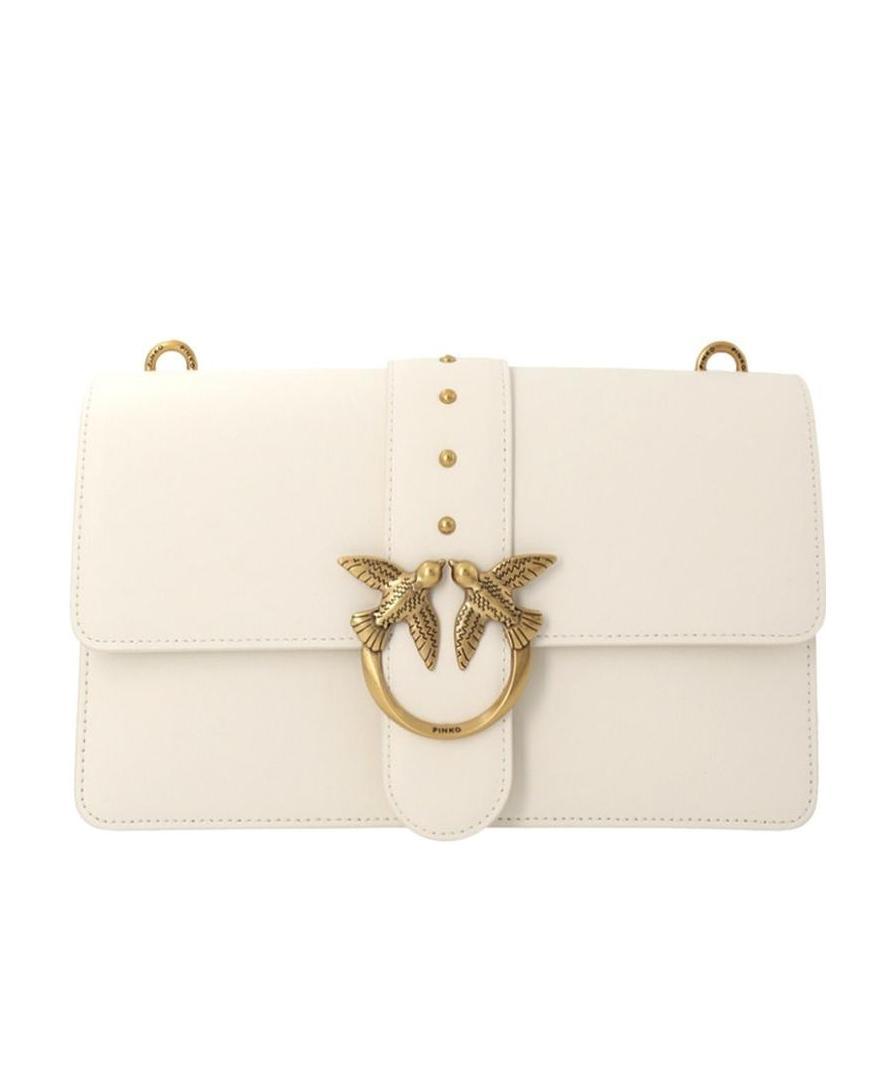 Pinko Logo-plaque Leather Satchel Bag In White