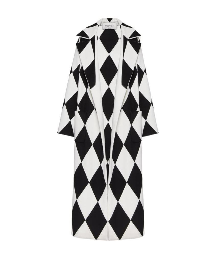 Valentino Geometric Pattern Coat In White